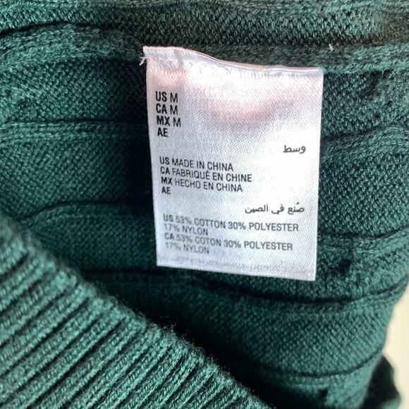 Club Room Pine Green Quarter Zip Cotton Blend Cable Knit Sweater Men’s L NWT - Picture 5 of 7